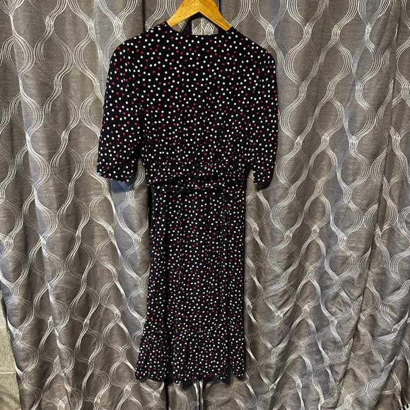 Zara Polka‎ Dot Midi Dress Wrap Tie Belt Short Sleeve XS - Picture 5 of 5